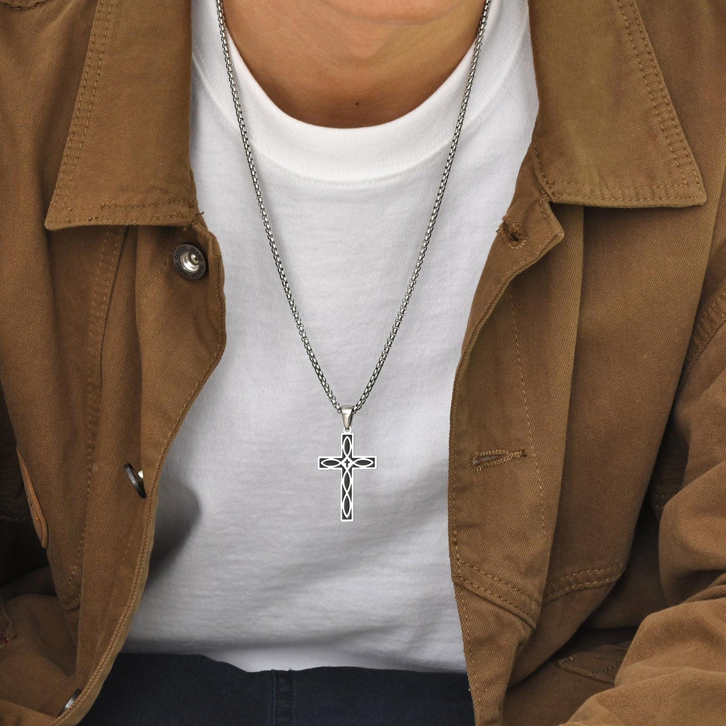 Necklaces Stainless Steel Celtic Knot Cross Pendant Necklace