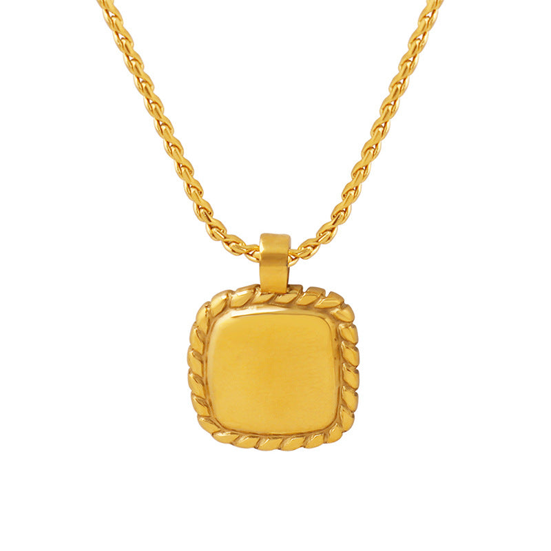 Geometric Square Threaded Titanium Steel Necklace - Korean Collection