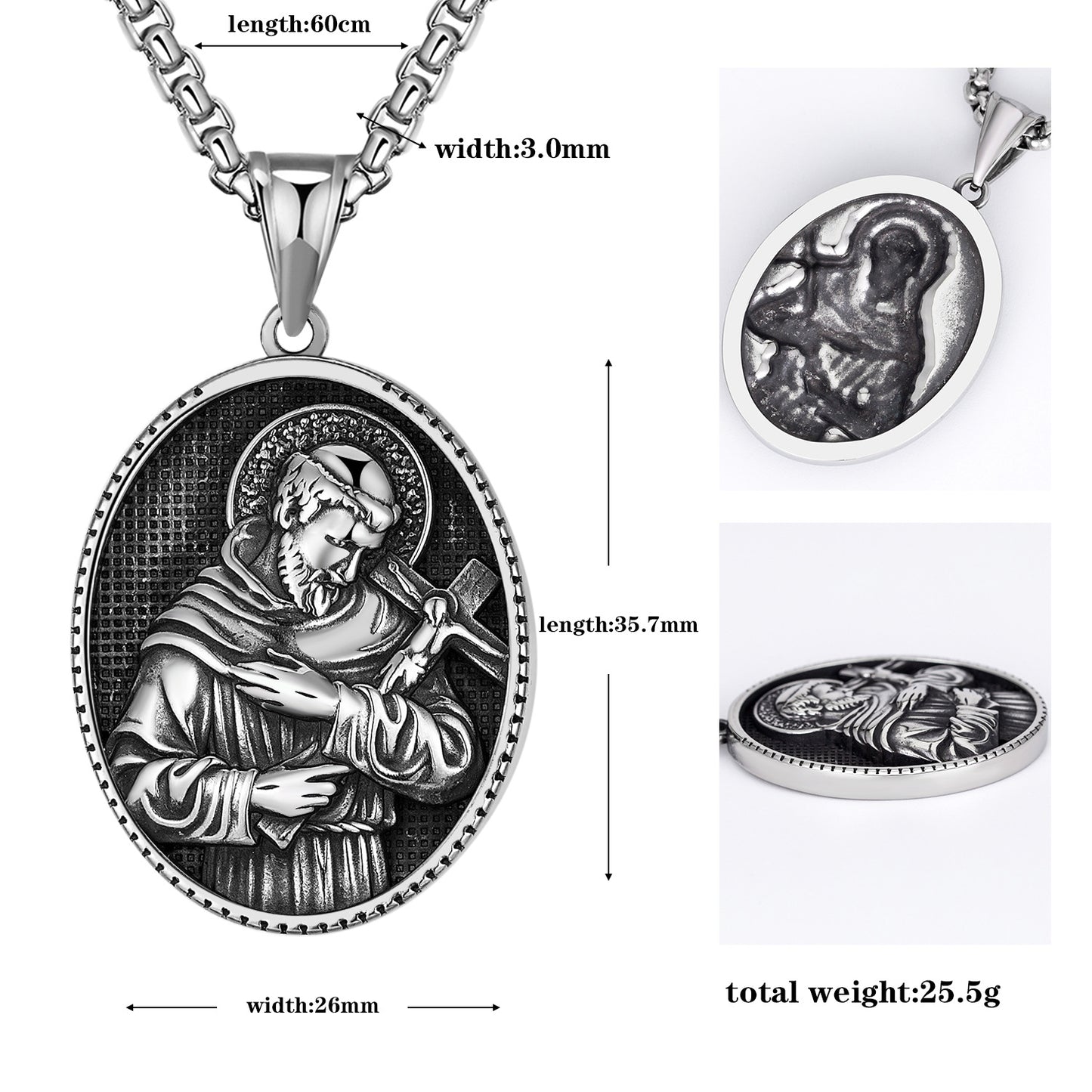Steel Necklace - Vintage Oval Pendant For Men Planderful