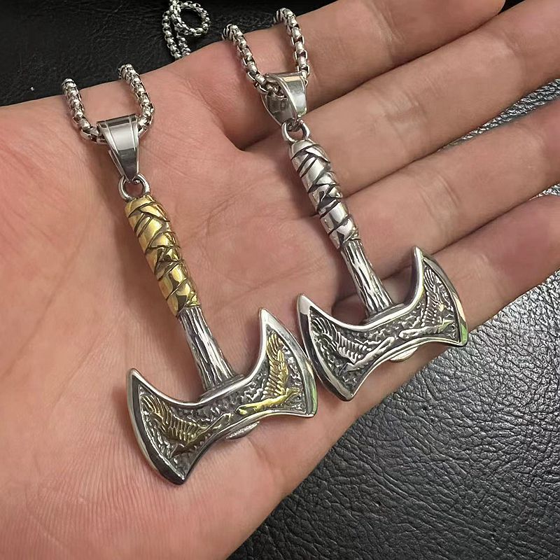 Steel Necklace - Vintage Viking Axe Pendant For Men And Women Everyday Wear Planderful