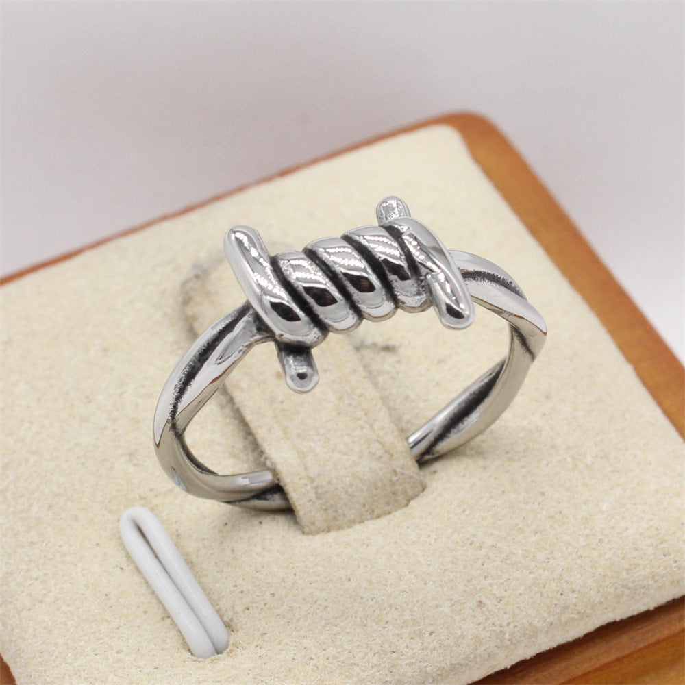 Planderful Titanium Steel Ring Unisex Retro Screw Design For Men And Women Durable Jewelry