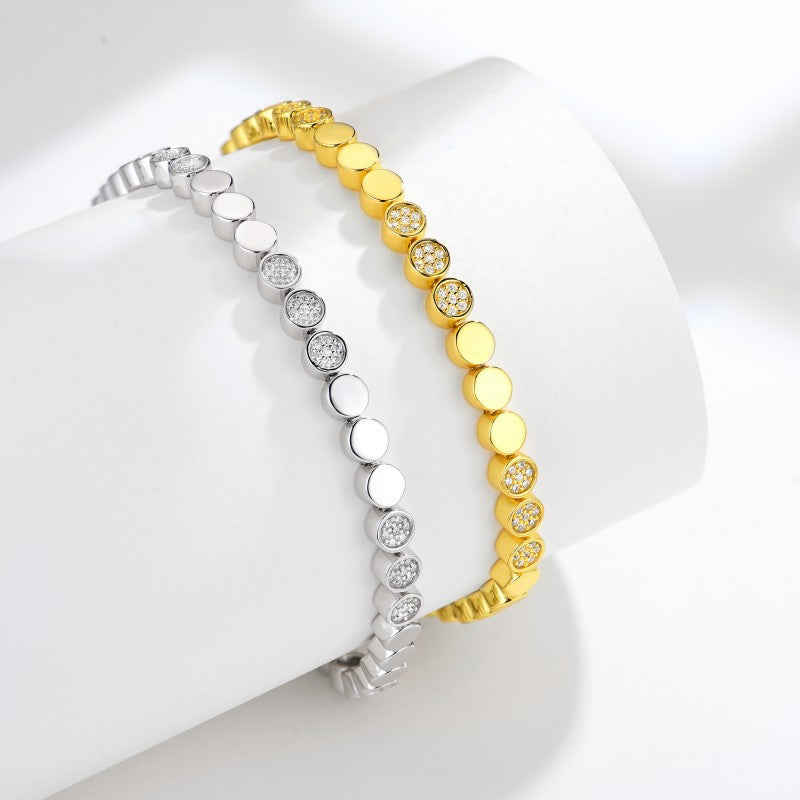 Planderful Moissanite Bracelet for Women Sparkling Round Bubble Design in Sterling Silver Plated Gold