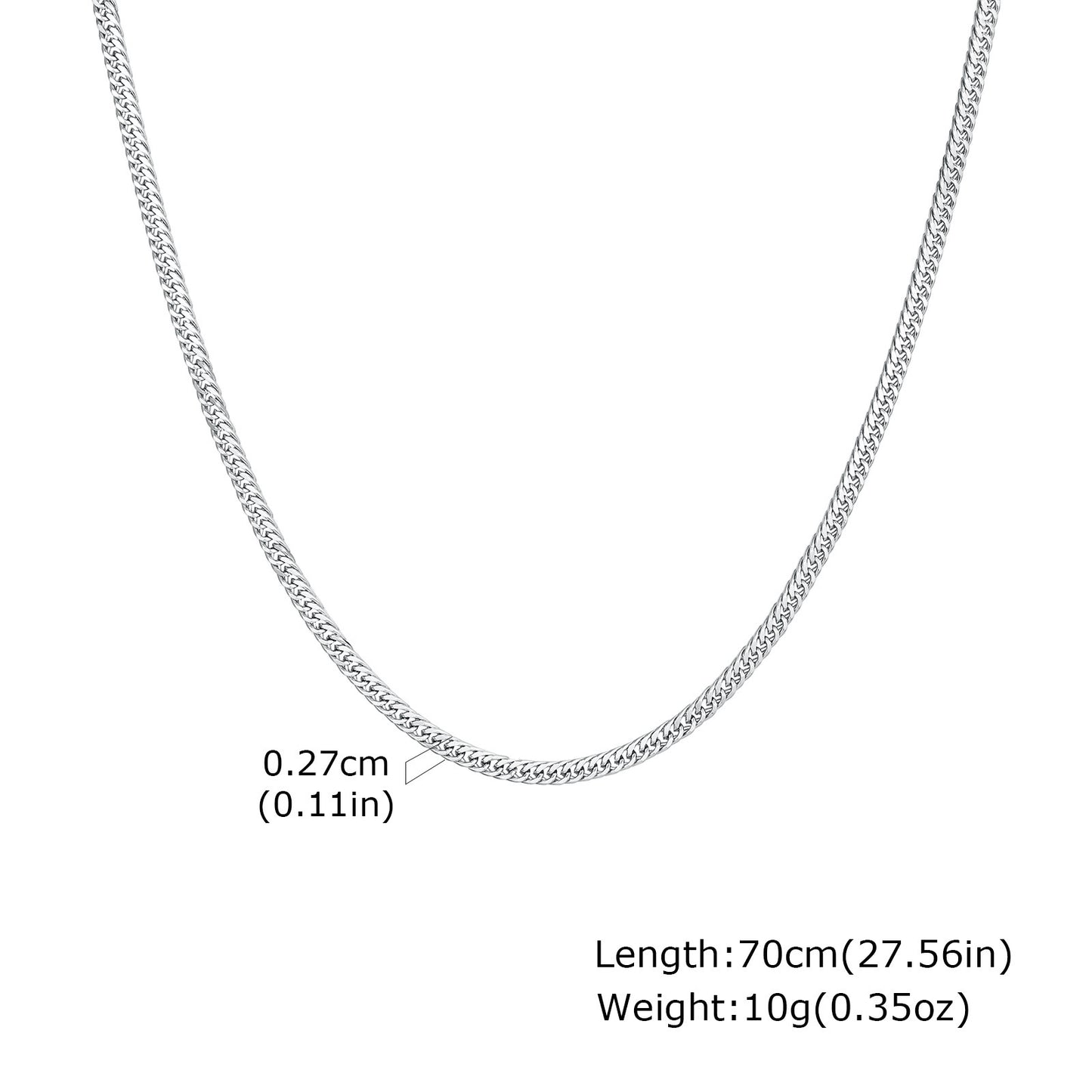 Stylish Men's Collarbone Chain Sweater Chain Stainless Steel Encrypted Four-Sided Necklace