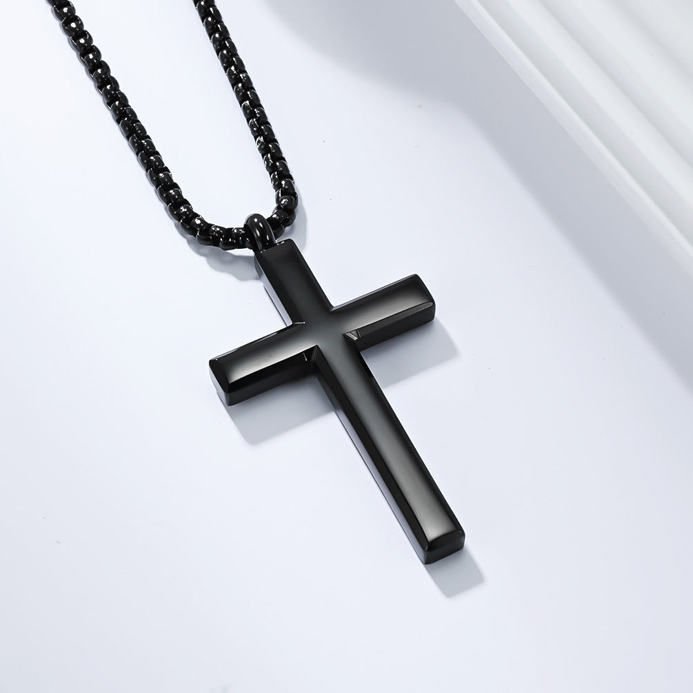 Planderful Stainless Steel Cross Pendant Necklace For Men Durable Trendy Chain Jewelry Autumn New Release
