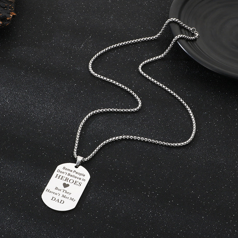 Planderful Personalized Dad Necklace Laser Engraved Gift Men