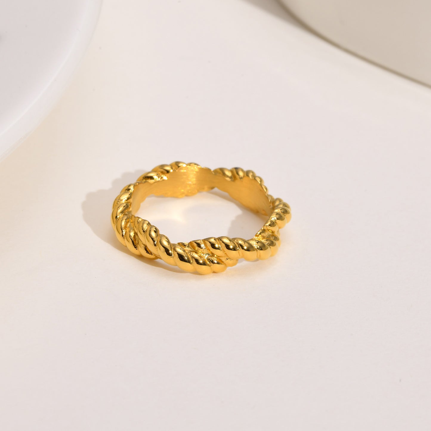 Stainless Steel Twist Ring Gold Women's Jewelry Wholesale