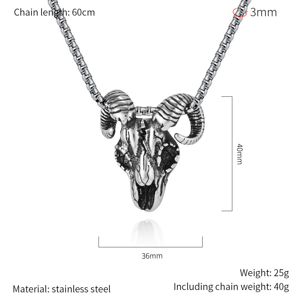 Planderful Skull Goat Head Gothic Necklace Durable Titanium Steel For Gothic Lovers