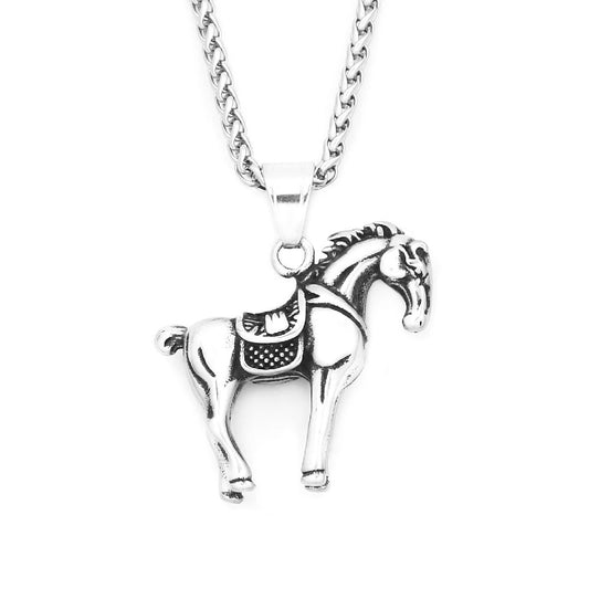 Viking Horse Stainless Steel Men's Pendant Necklace