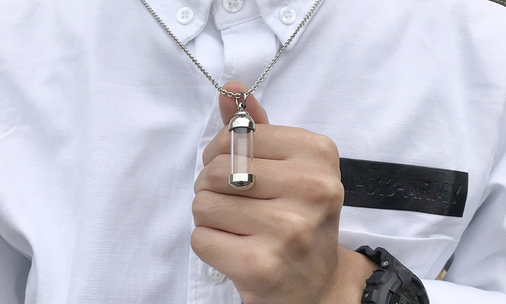 Stainless Steel Glass Pendant Perfume Bottle Jewelry Wholesale