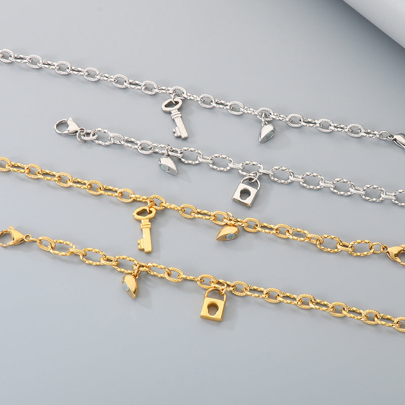 Key Love Magnet Titanium Steel Bracelet – Design Heart Lock Couple