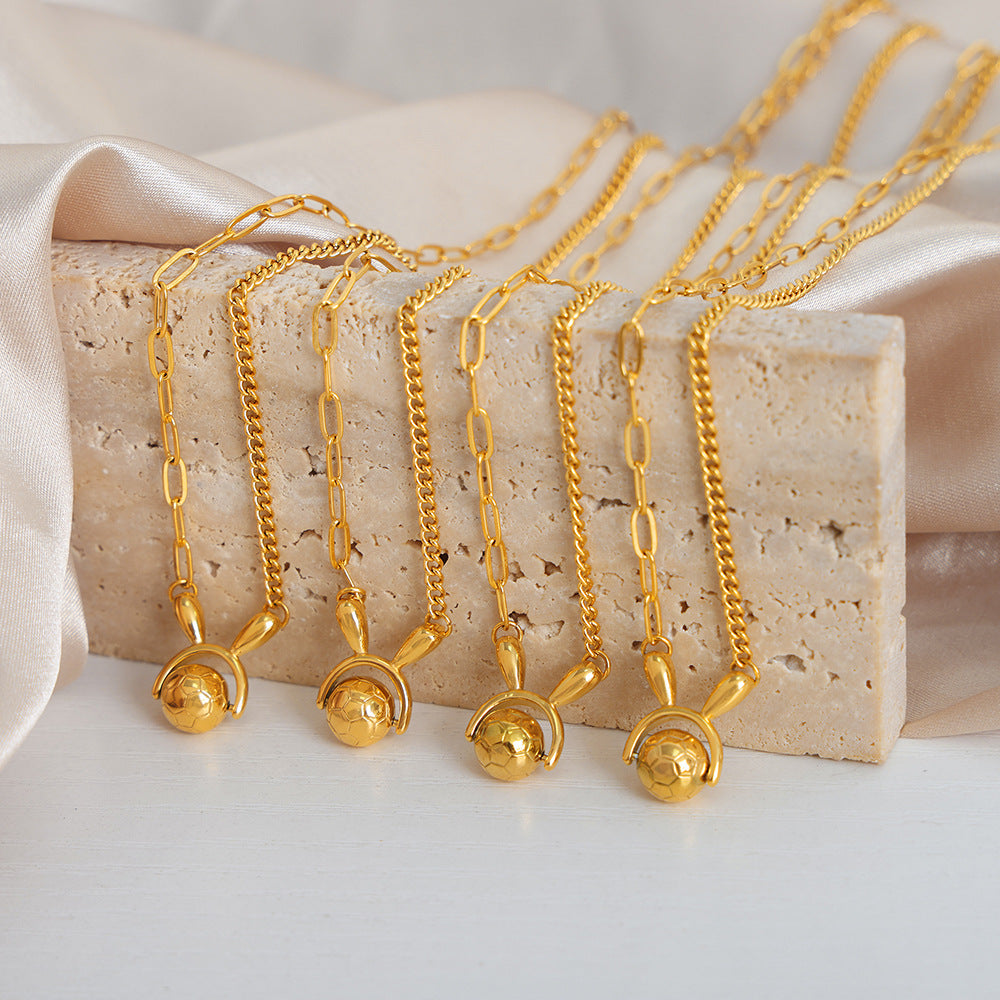 Ultimate Luxe Football Rabbit Gold Necklace for Women - Minimalist Design