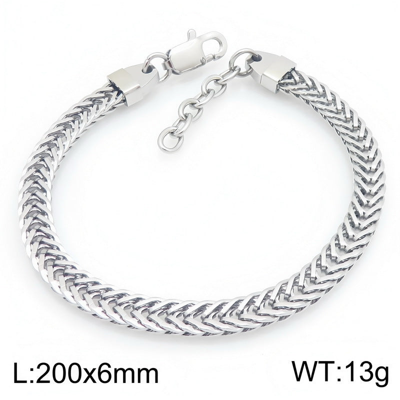 Encryption Keel Chain Adjustable Fox Tail Wheat Ear Woven Stainless Steel Unisex Bracelet