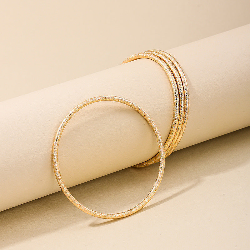 Wholesale 4-Piece Matte Texture Ring and Bracelet Set for Women