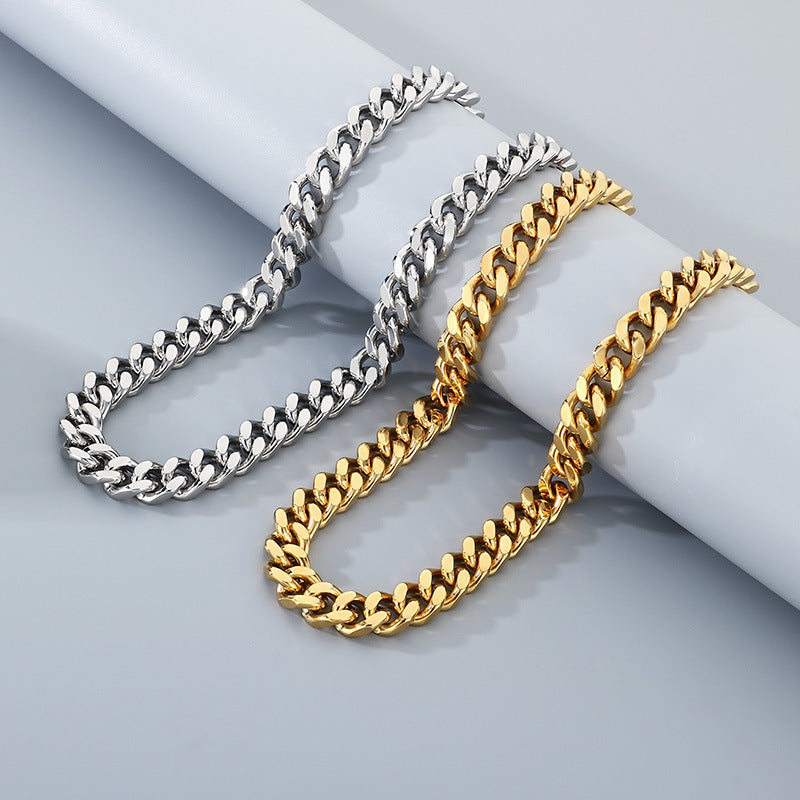 Planderful Titanium Dragon Beard Cuban Chain Necklace Men