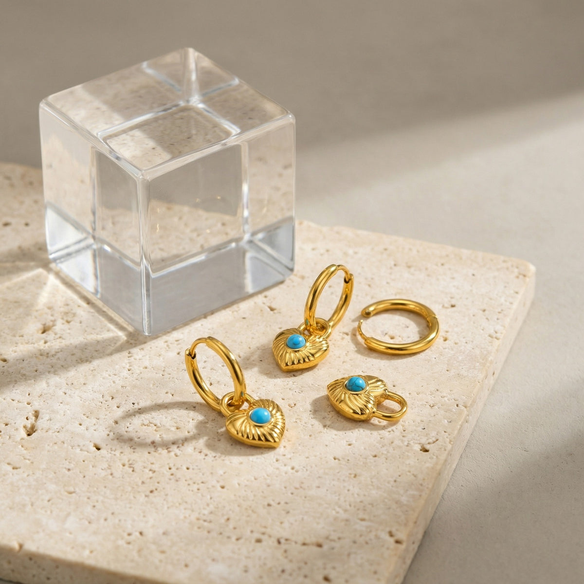 Turquoise Heart Jewelry — Earrings or Necklace