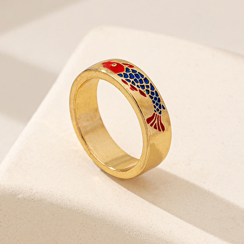 Stylish Red Koi Metal Ring For Women By Planderful