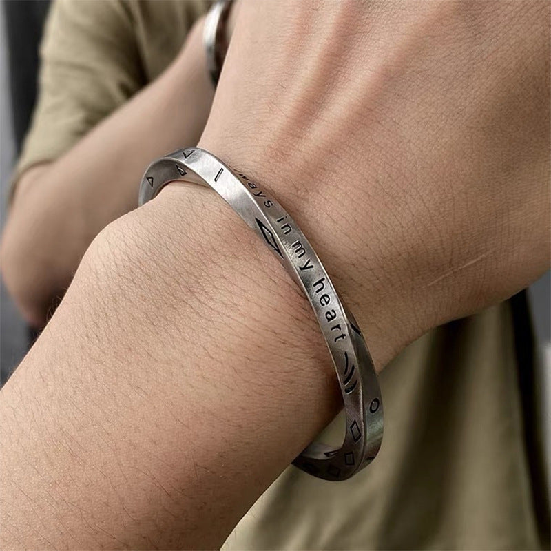 Planderful Jewelry Mobius Ring Bracelet For Men Titanium Steel Modern Hip Hop Style