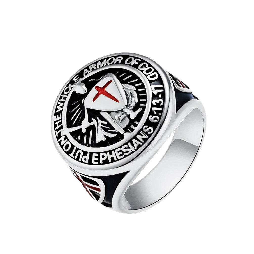 Planderful Templar Shield Cross Ring Unisex Durable Steel Jewelry For Gothic Fashion Lovers