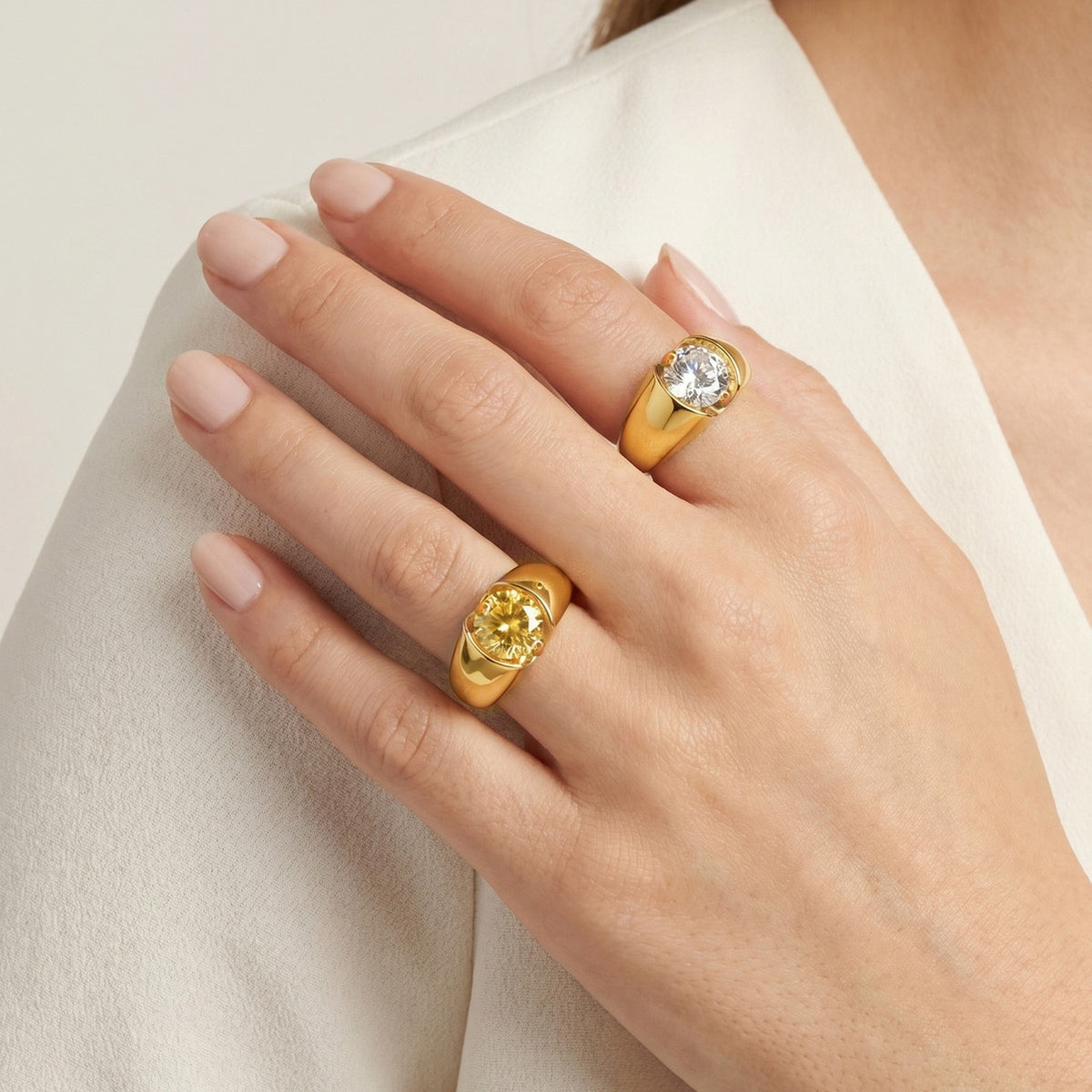 Unisex Zircon Ring – Stainless Steel Zircon Inlay Design – Minimalist