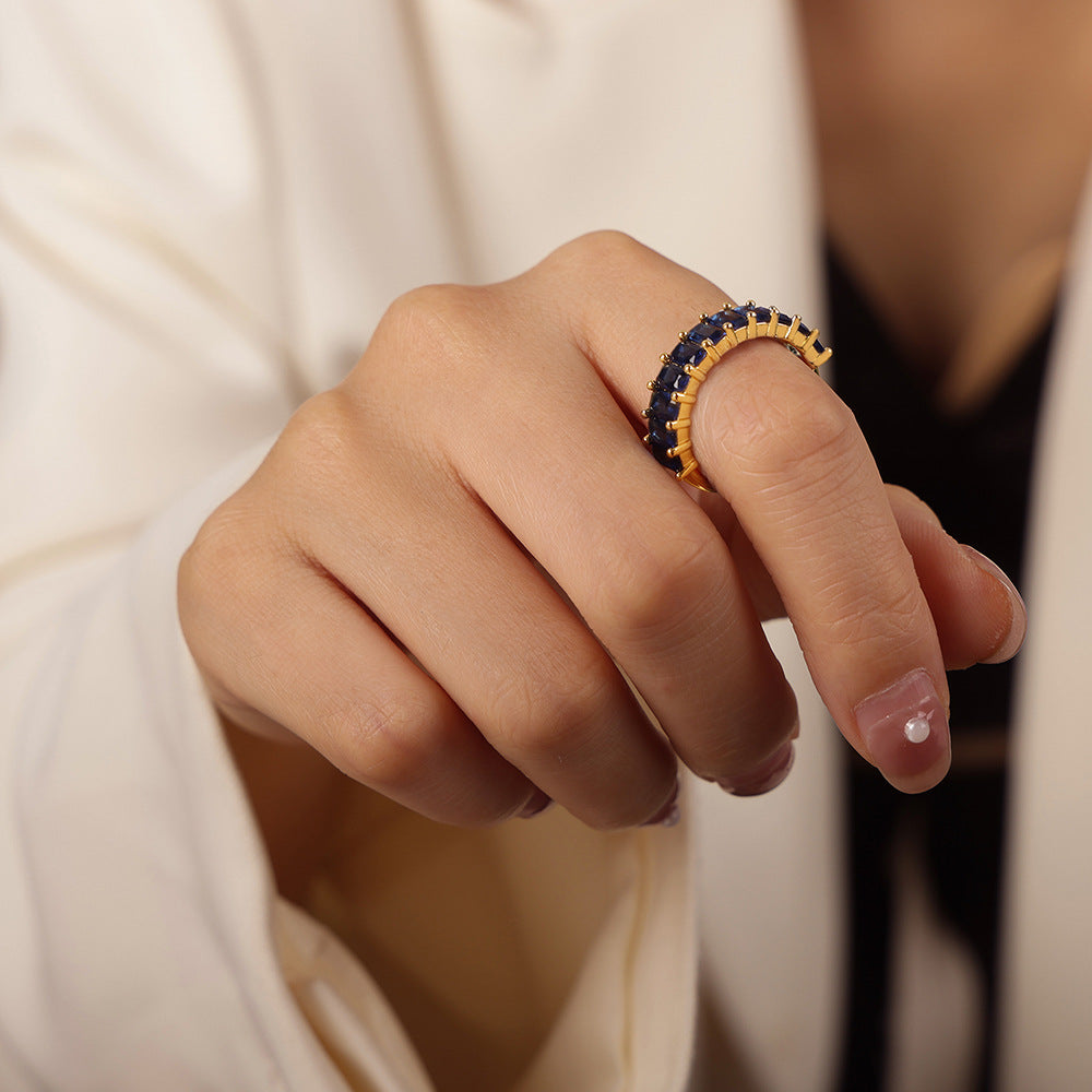 Copper Geometric Zircon Open Ring - Luxury European & American Design