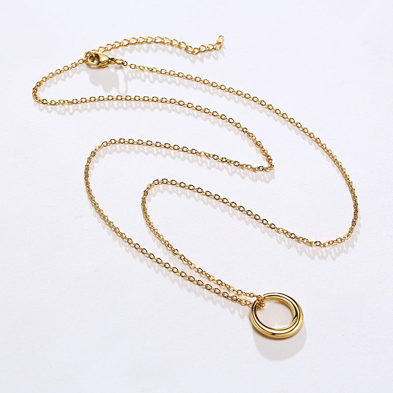 Ins Style Jewelry Gold Women's Circle Necklace Simple Design