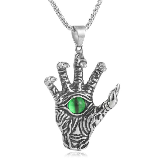 European And American Stainless Steel Ghost Hand Eye Pendant