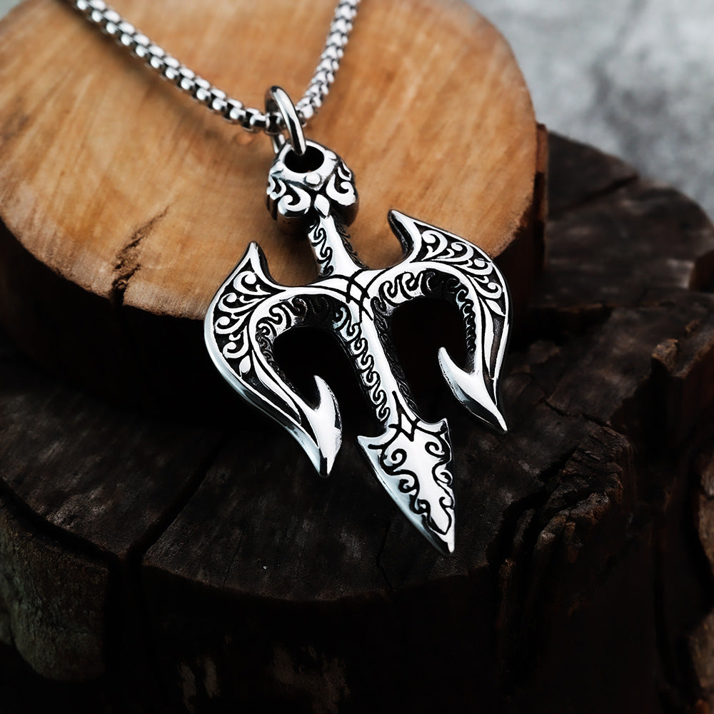 Personalized Poseidon Trident Fashion Necklace for Men