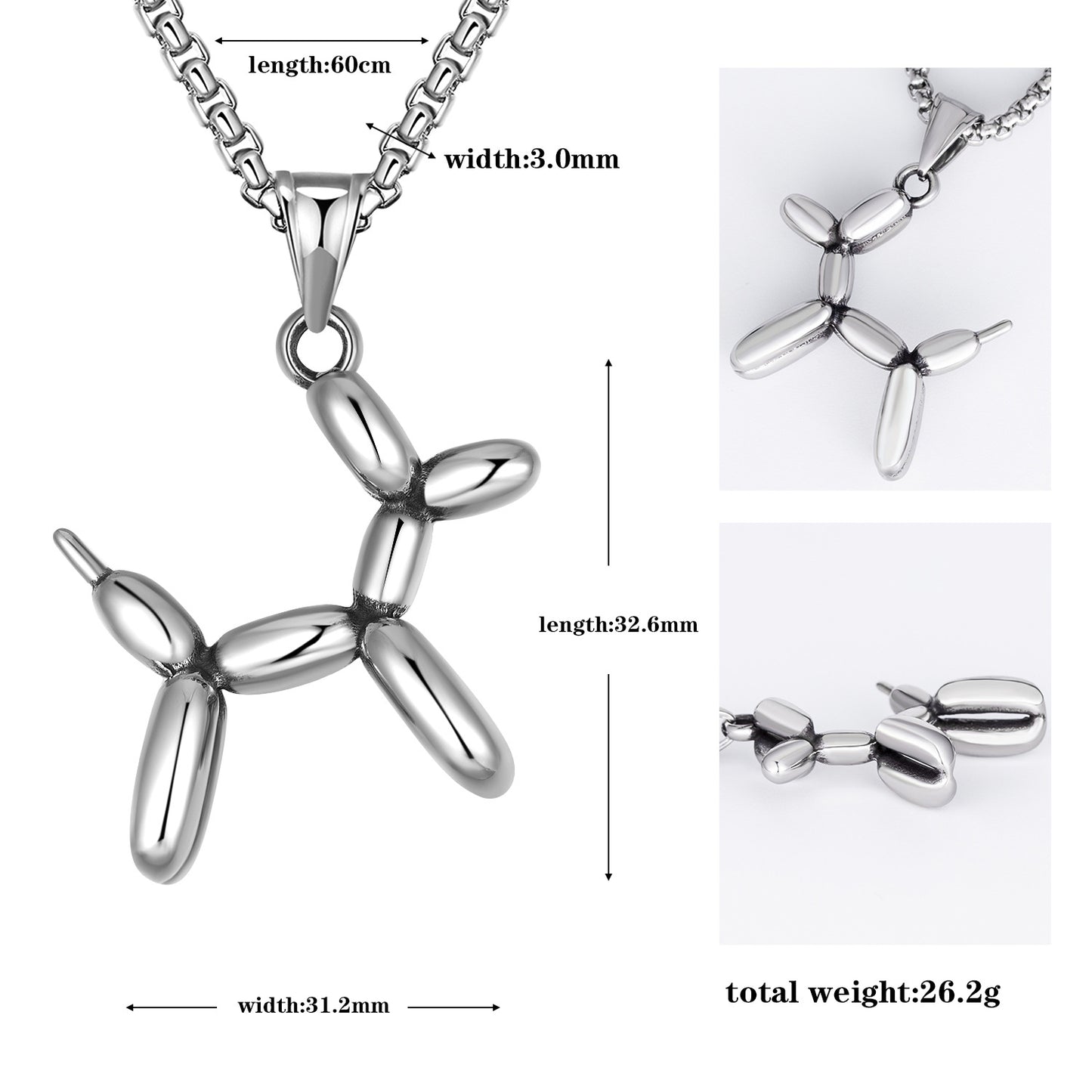 Steel Necklace – Statement Balloon Dog Pendant