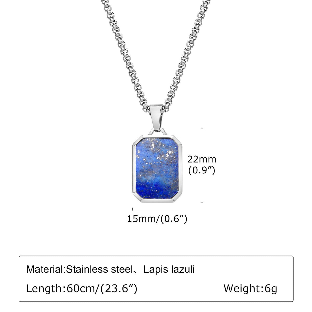 Tiger's Eye Turquoise Lapis Lazuli Geometric Stainless Steel Necklace