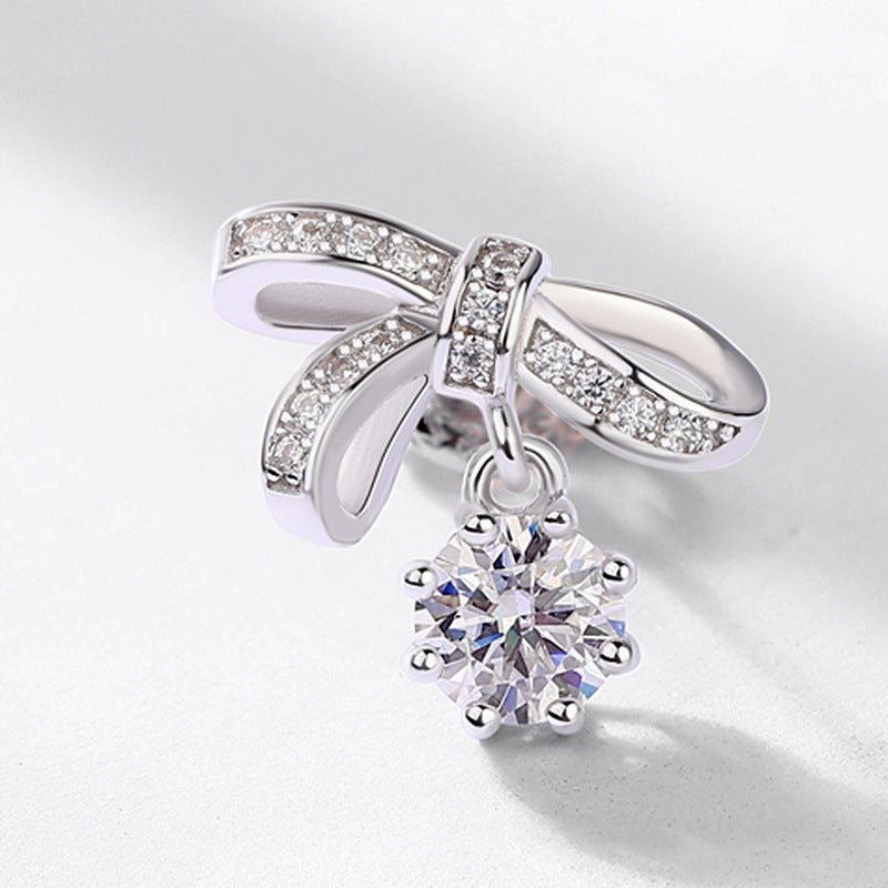 S925 Sterling Silver Moissanite Bow Stud Earrings