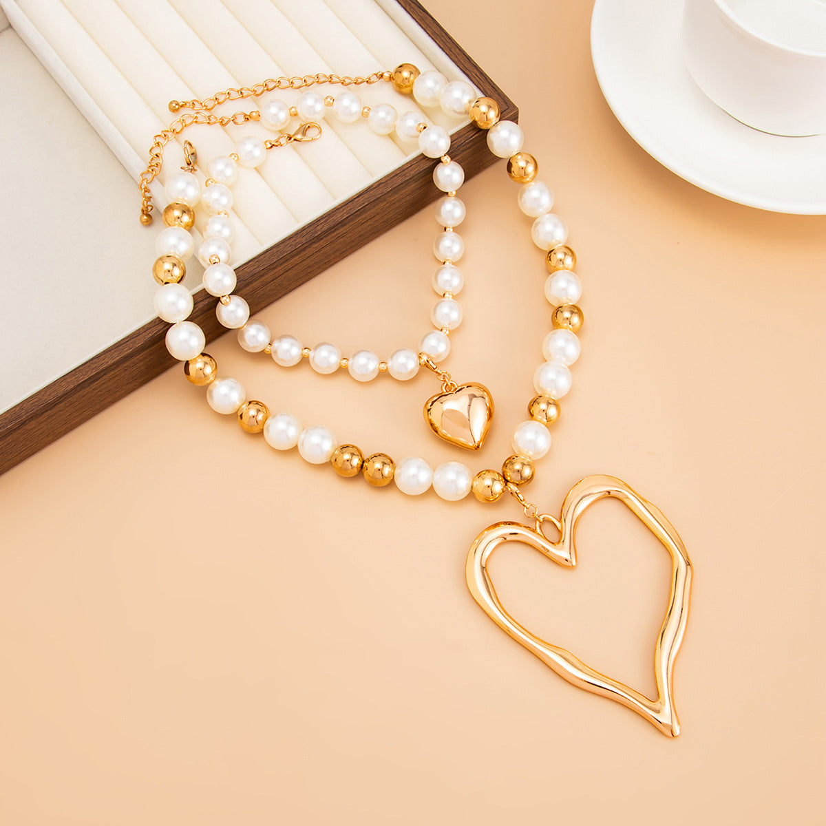 Lava Heart Pearl Bead Necklace Collection