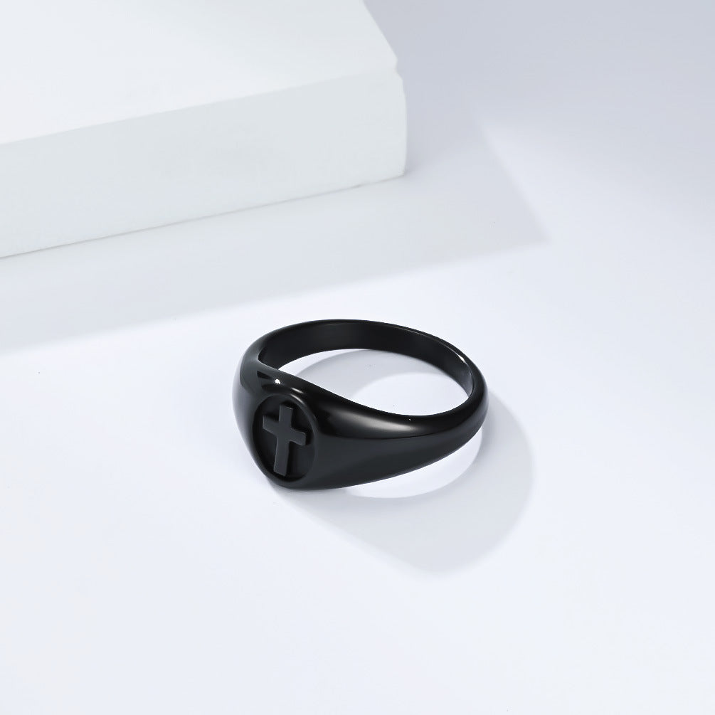 Steel Ring - Minimalist Cross Ring