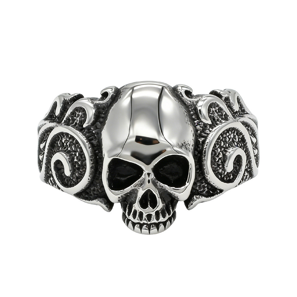 Planderful Skull Ring Titanium Steel Unisex Retro Protector Statement Men European Style Everyday Genie