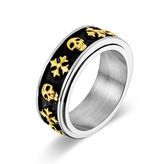 Men's – Stainless Steel Skull Rotatable Stress-Relief Ring