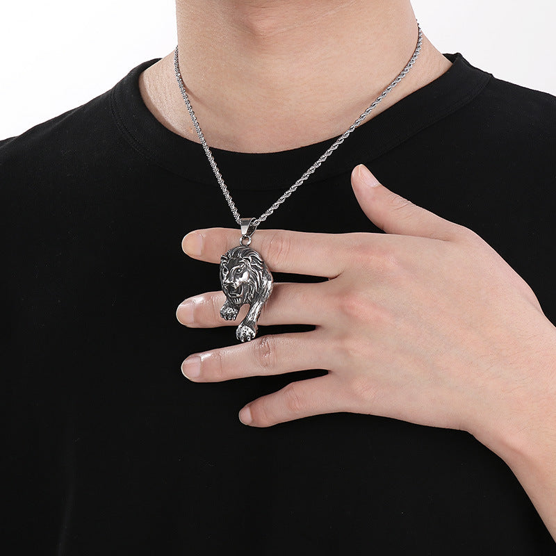 Planderful Forest Lion Pendant For Men Domineering Stainless