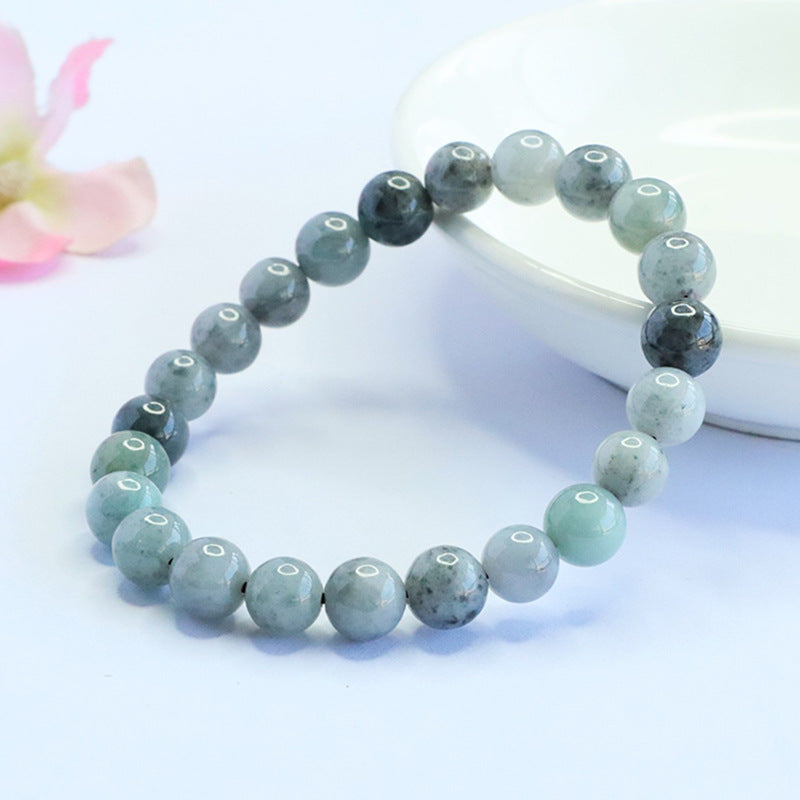 Dark Jadeite Round Bead 7 mm Bracelet