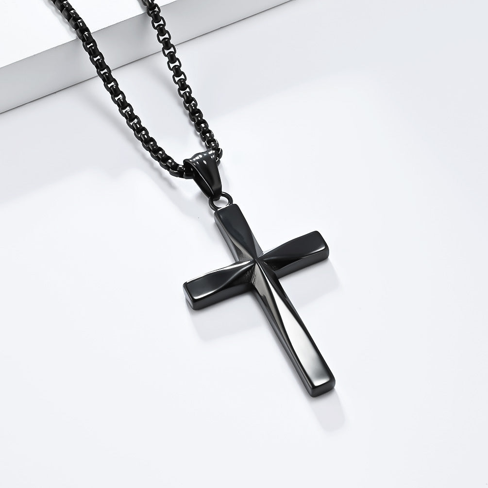 Genderless Simplicity Titanium Steel Cross Necklace for All