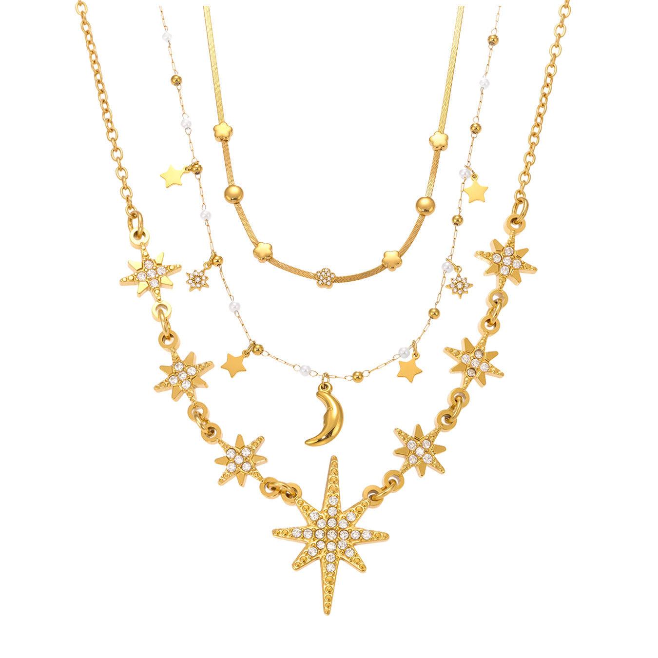 Planderful 18K Gold Zircon Collarbone Necklace Women