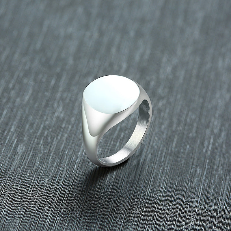 Stainless Steel Bare Body Ring Ins Cold Wind Cool Wide Surface Ring Women