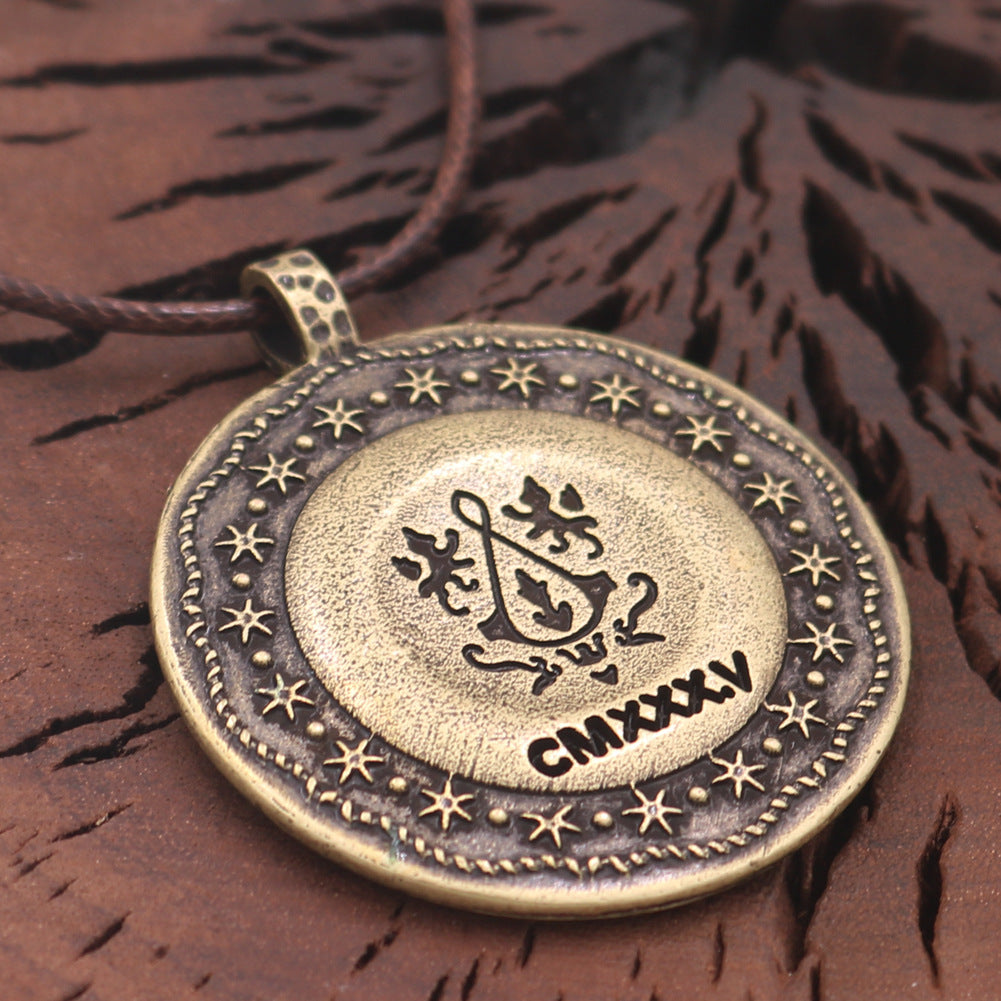 Retro Skull Pendant with Crown Rune Talisman Necklace - Norse Legacy Collection