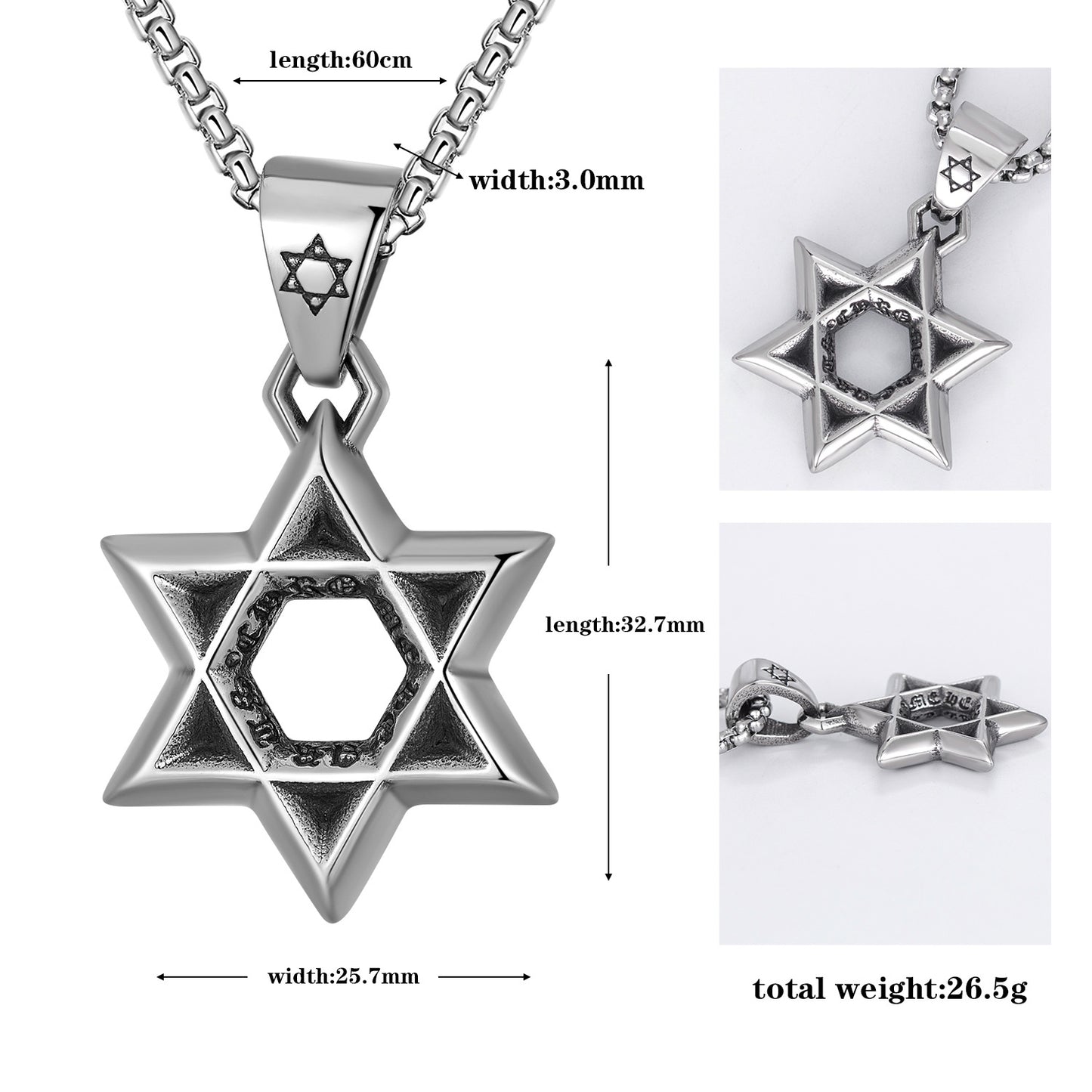 Stainless Steel Necklace – Statement Punk Hexagram Pendant For Men Who Love Edgy Streetwear Appeal