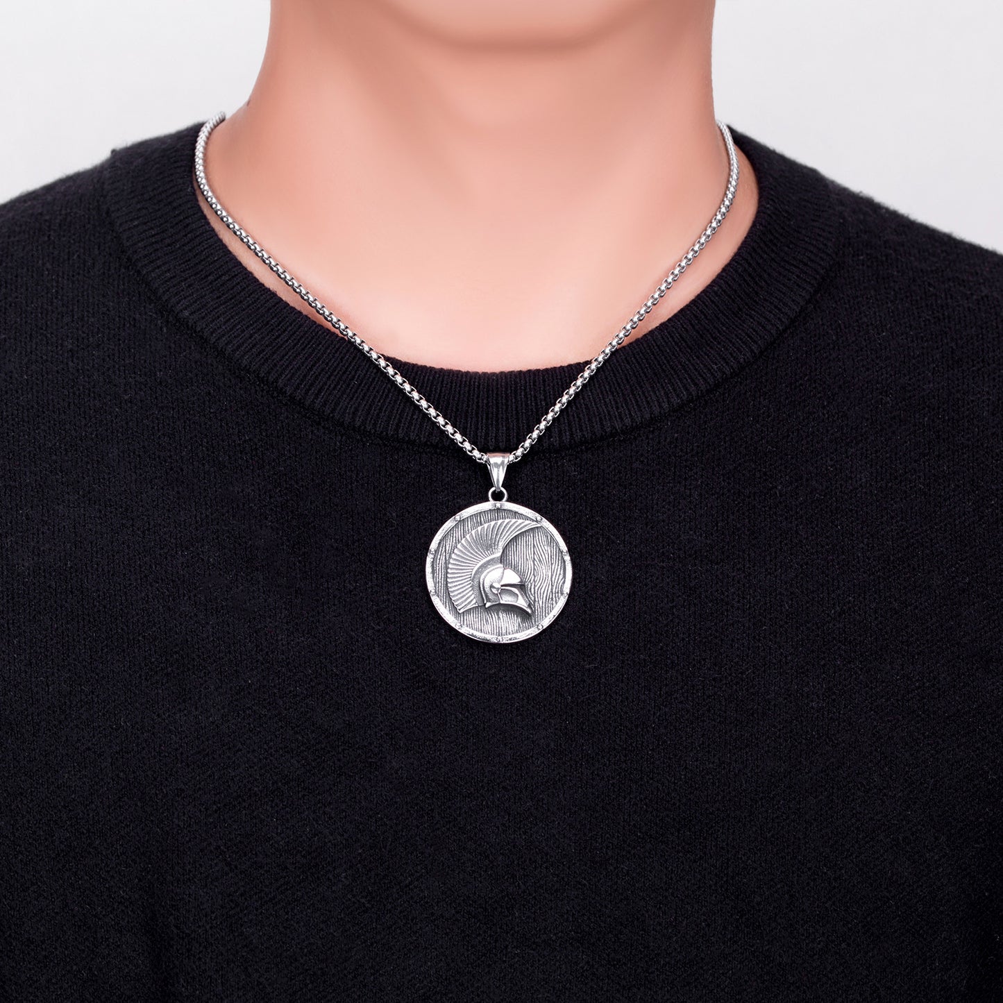 Steel Necklace - Statement Hip Hop Spartan Warrior Helmet Pendant Necklace For Men By Planderful Jewelry