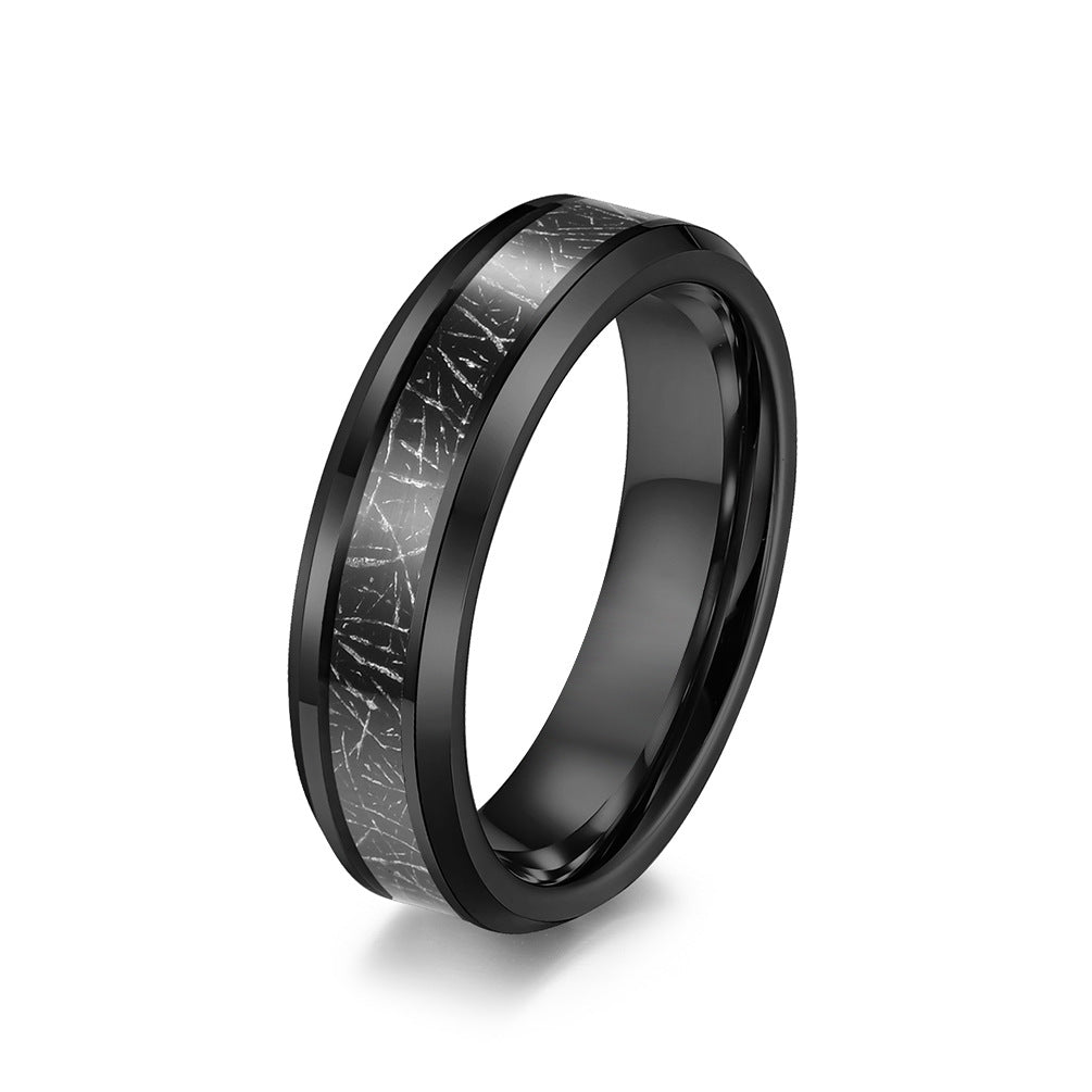 Black Tungsten Steel Inlaid Silk Ring Wholesale for Men