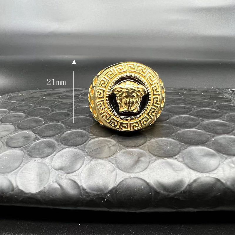 Planderful Everyday Genie Hip Hop Ring Titanium Steel Gold Plated Honeycomb Hollow Epoxy Mens Ring
