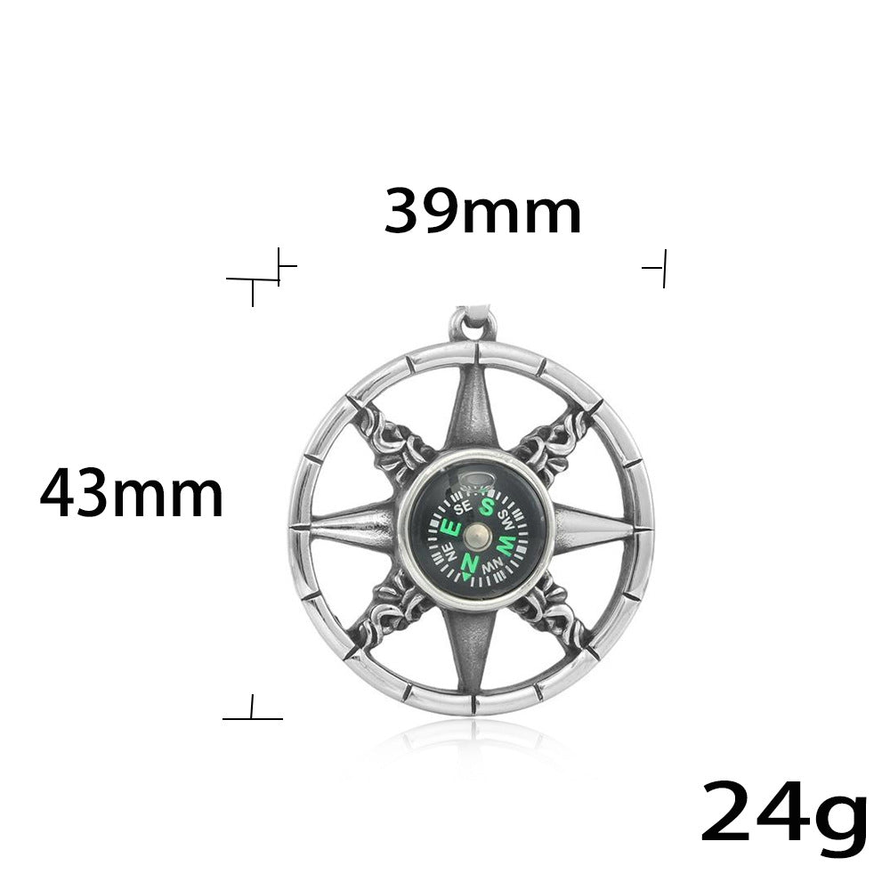 European And American Stainless Steel Compass Pendant For Men