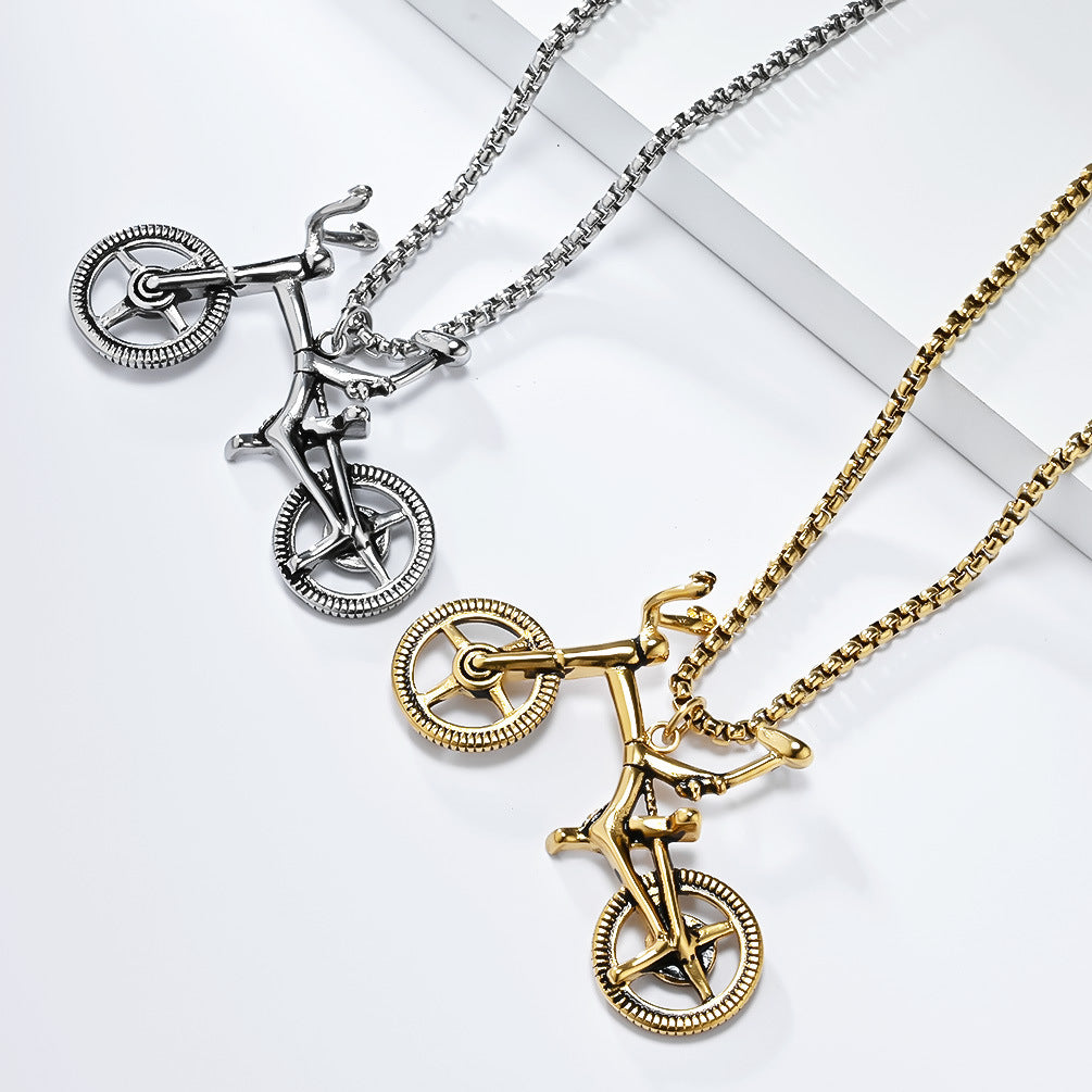 Bicycle Pendant Necklace For Fashion Lovers Timeless Retro Design Steel Jewelry Planderful Everyday Genie Niche Accessory