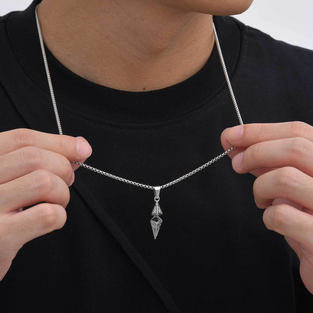 Cross Zircon Geometric Stainless Steel Necklace for Men