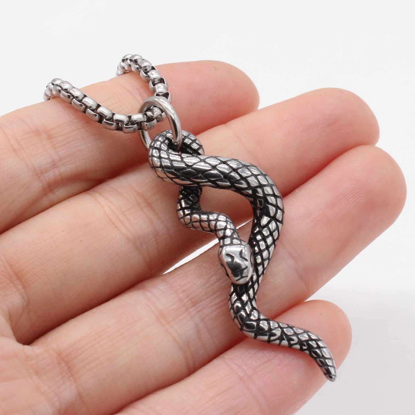 Personalized European and American Titanium Steel Snake Pendant for Men in Wholesale Jewelry