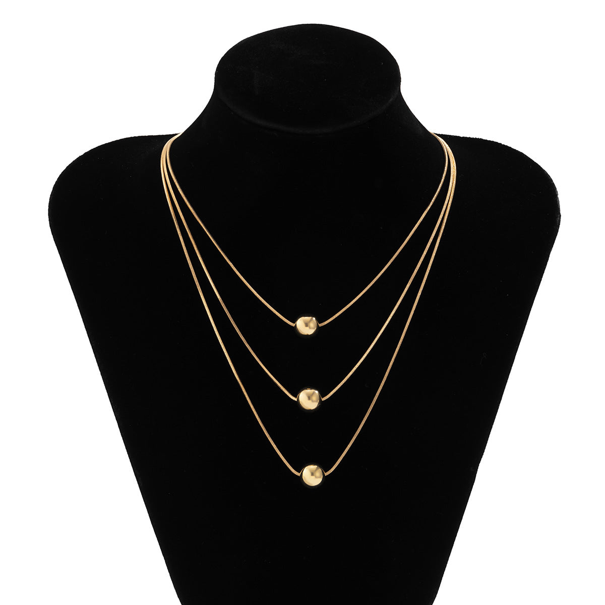 Planderful Vienna Verve Snake Bone Chain Necklace Multi Layer Bold Bead Pendant For Women Statement Jewelry