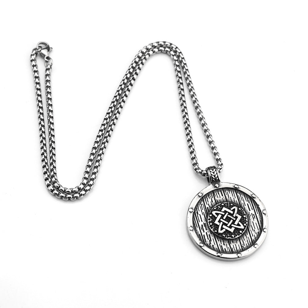 Nordic Viking Pendant Personality Shield Rune Necklace for Men